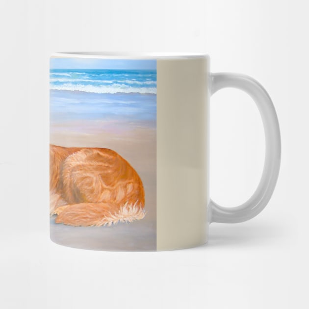 Golden Retriever at Beach by KarenZukArt